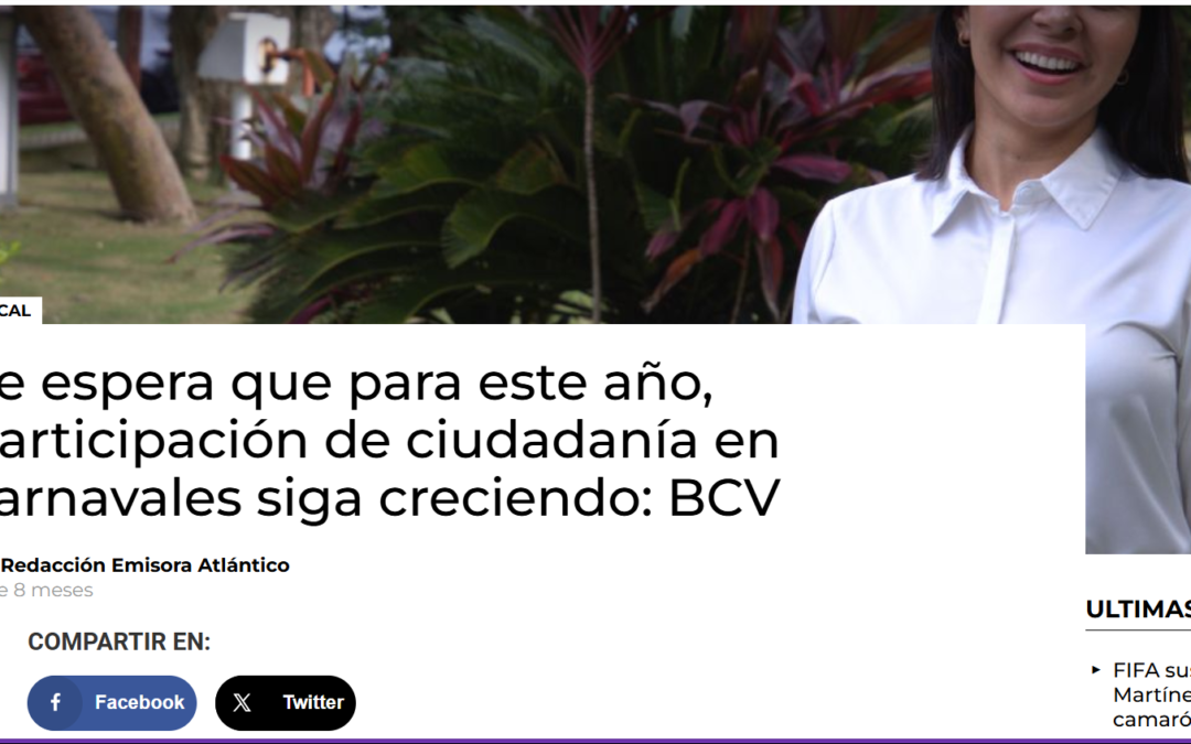 Se espera que para este año, participación de  ciudadanía en carnavales siga creciendo: BCV